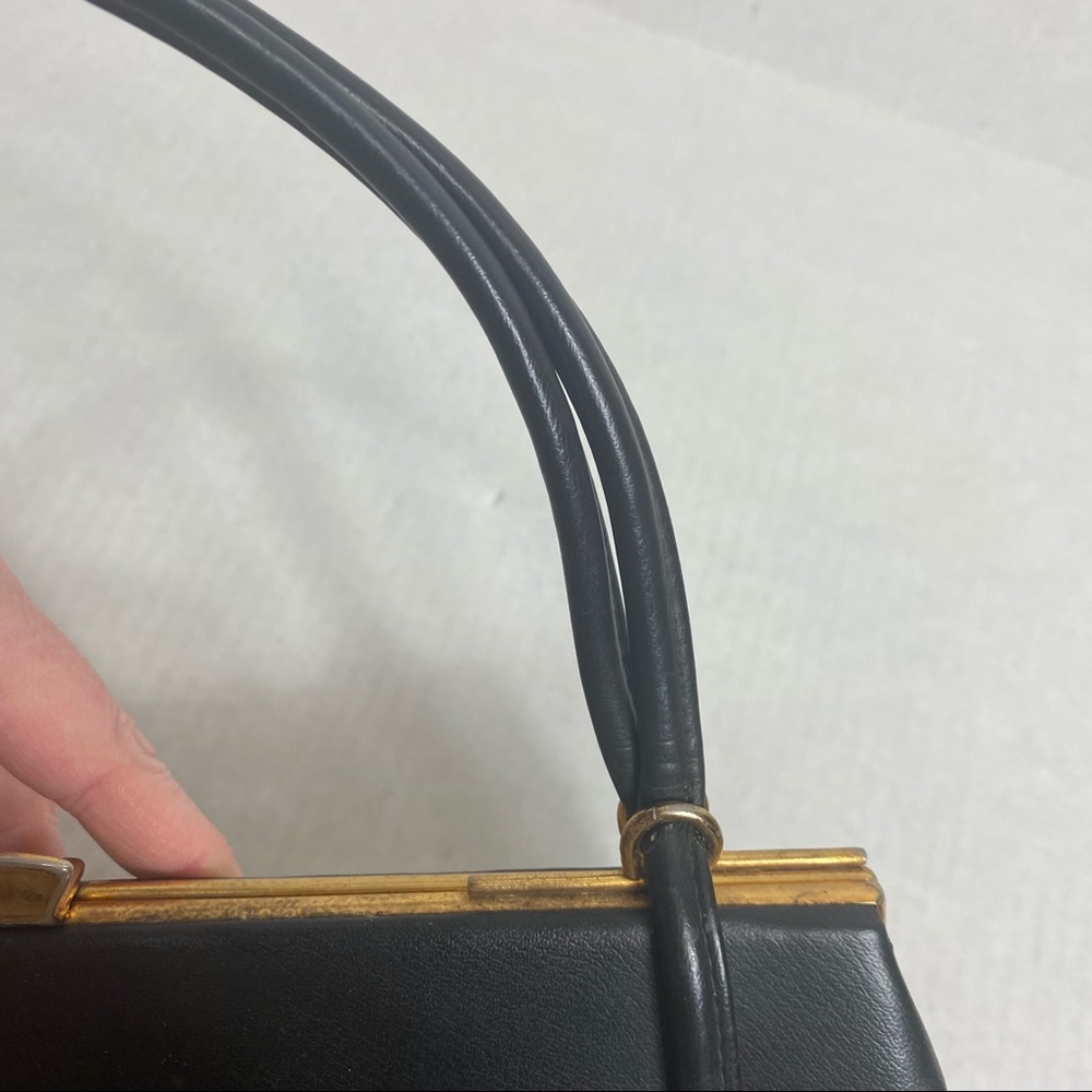 Vintage‎ Essell England 50s Black Gold Hand Bag - Picture 6 of 14